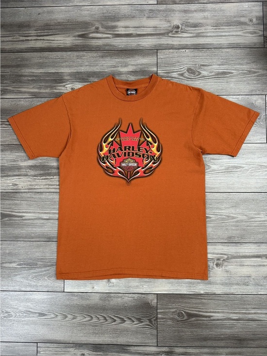 Harley-Davidson Other - Vintage Y2K Harley-Davidson Maple Leaf Flame Graphic T-Shirt